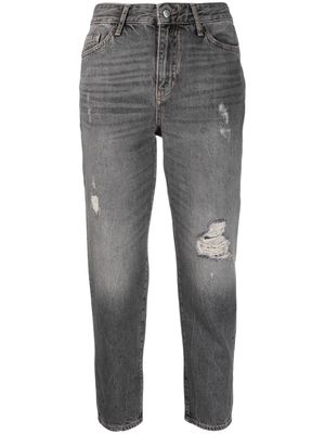 Armani Exchange distresses cropped-leg jeans - Grey