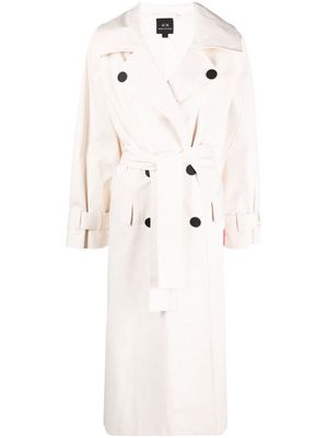 Armani Exchange double-breasted belted trench coat - Neutrals