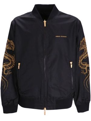 Armani Exchange dragon-appliqué bomber jacket - Black