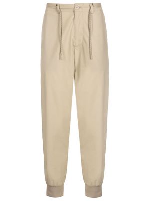 Armani Exchange drawstring cropped cotton trousers - Neutrals