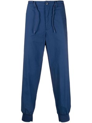 Armani Exchange drawstring tapered cotton trousers - Blue