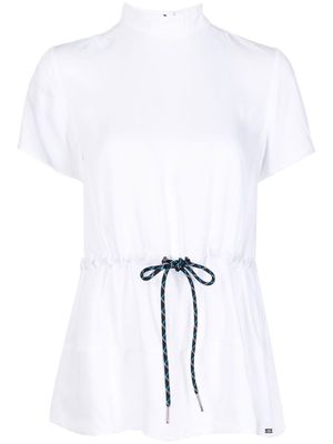 Armani Exchange drawstring waist short-sleeve blouse - White
