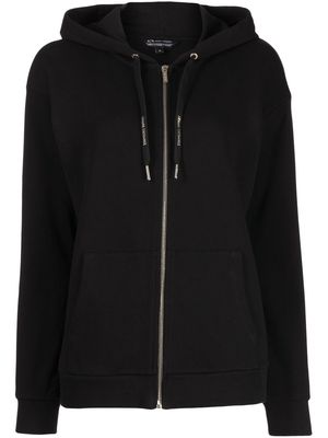 Armani Exchange drawstring zip-up hoodie - Black