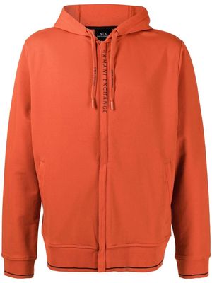 Armani Exchange drawstring zipped hoodie - Orange