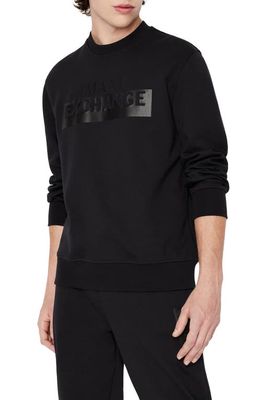 Armani Exchange Embossed Logo Crewneck Sweatshirt in Solid Black