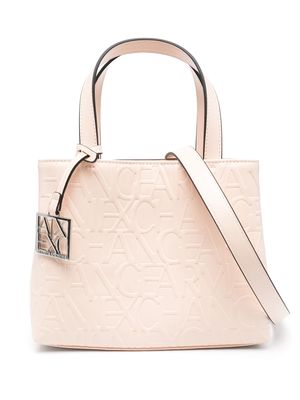 Armani Exchange embossed-logo faux-leather tote bag - Neutrals