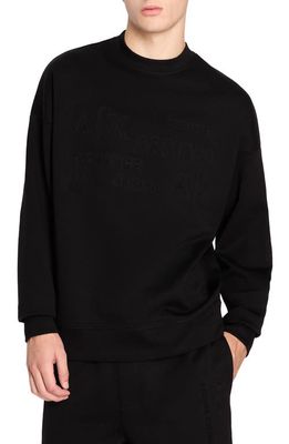 Armani Exchange Embossed Logo Interlock Sweatshirt in Black