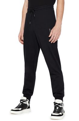 Armani Exchange Embossed Logo Jogger Sweatpants in Solid Black