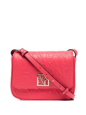 Armani Exchange embossed-logo leather shoulder bag - Pink