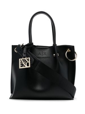 Armani Exchange embossed-logo leather tote - Black