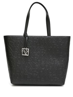 Armani Exchange embossed-logo pattern tote bag - Black