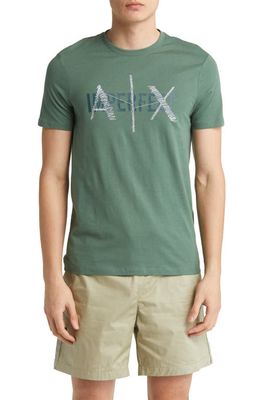 Armani Exchange Embroidered A X Logo Graphic Tee in Duck Green