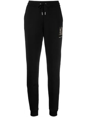 Armani Exchange embroidered-logo cotton track pants - Black