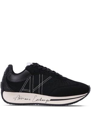 Armani Exchange embroidered-logo low-top sneakers - Black