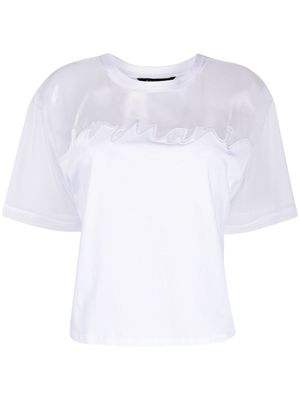 Armani Exchange embroidered-logo mesh-panelling T-shirt - White