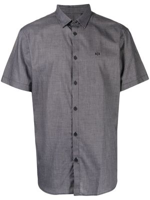 Armani Exchange embroidered-logo short-sleeved shirt - Black