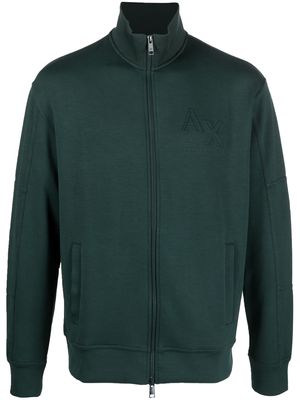 Armani Exchange embroidered-logo zipped jacket - Green