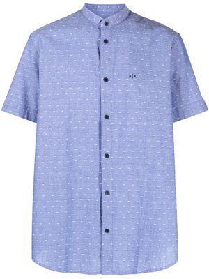 Armani Exchange embroidered polka-dot short-sleeve shirt - Blue