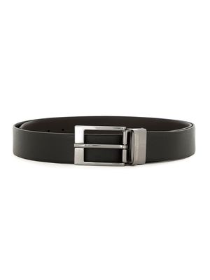 Armani Exchange engraved logo leather belt - Black