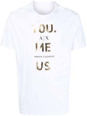 Armani Exchange foil logo-print T-shirt - White