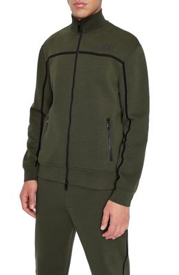 Armani Exchange Full Zip Fleece Jacket in Solid Medium Green