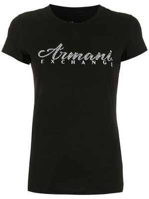 Armani Exchange gem-logo short-sleeved T-shirt - Black