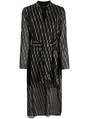 Armani Exchange geometric-pattern print metallic-finish dress - Black
