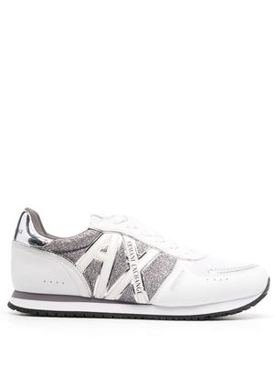 Armani Exchange glitter-panelled sneakers - White