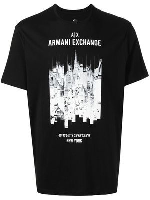 Armani Exchange graphic-print logo T-shirt - Black