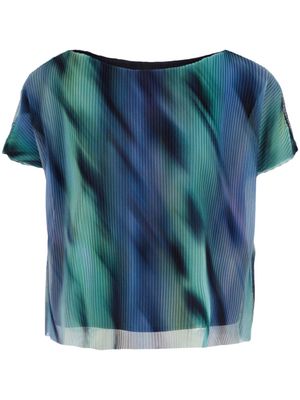 Armani Exchange graphic-print pleated T-shirt - Blue