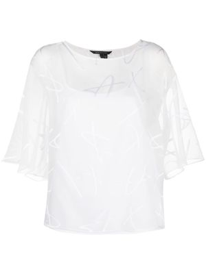 Armani Exchange graphic-print semi-sheer blouse - White