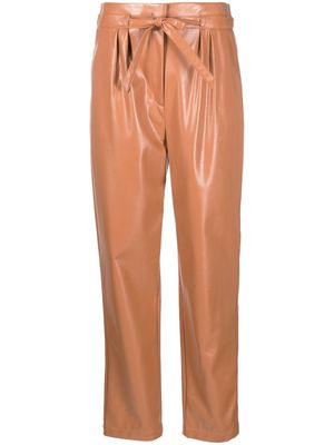 Armani Exchange high-waist faux-leather trousers - Brown