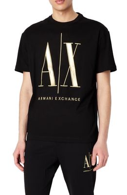 Armani Exchange Icon Cotton Graphic Logo Tee in Black