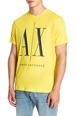 Armani Exchange Icon Logo Cotton Graphic T-Shirt in Solid Medium Yellow