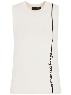 Armani Exchange intarsia-knit logo sleeveless top - White