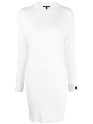 Armani Exchange knitted virgin wool-blend midi dress - White