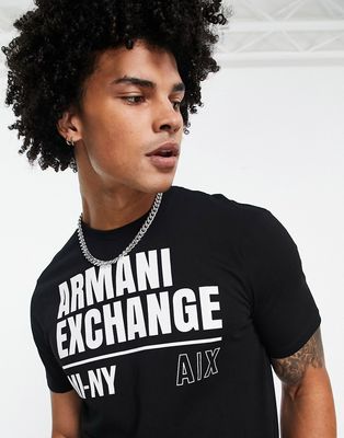 Armani Exchange large logo t-shirt in black