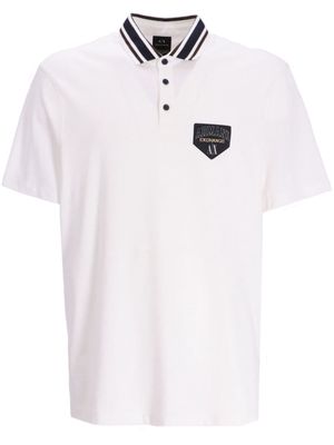 Armani Exchange logo-appliqué piqué polo shirt - White