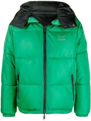 Armani Exchange logo-appliqué satin padded jacket - Green