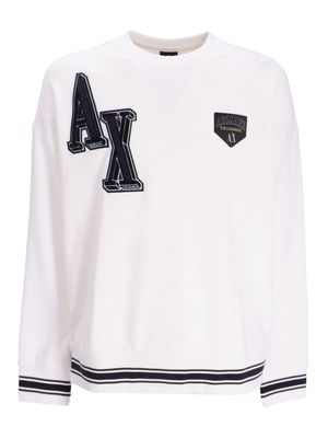 Armani Exchange logo-appliqué striped-detail sweatshirt - White