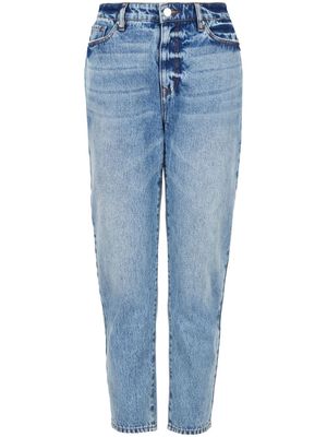 Armani Exchange logo-appliqué washed tapered jeans - Blue