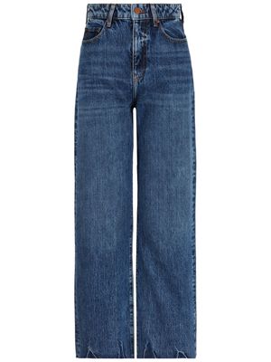 Armani Exchange logo-appliqué whiskering-effect straight-leg jeans - Blue