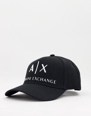 Armani Exchange logo baseball cap in black
