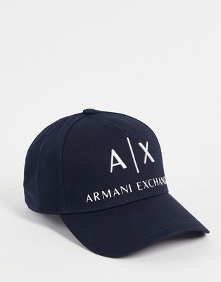 Armani Exchange logo baseball cap in navy