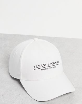 Armani Exchange logo baseball cap in white