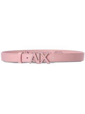 Armani Exchange logo-buckle hammered-effect belt - Pink