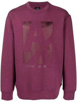 Armani Exchange logo crew-neck sweatshirt - Purple