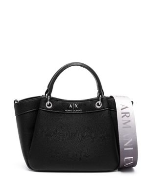 Armani Exchange logo-debossed grained-texture tote bag - Black