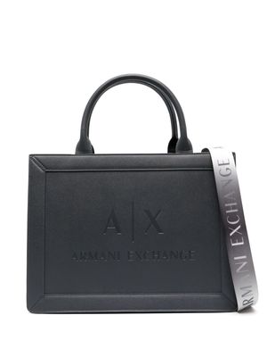 Armani Exchange logo-debossed pebbled tote bag - Grey