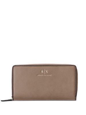 Armani Exchange logo-debossed rectangle wallet - Brown